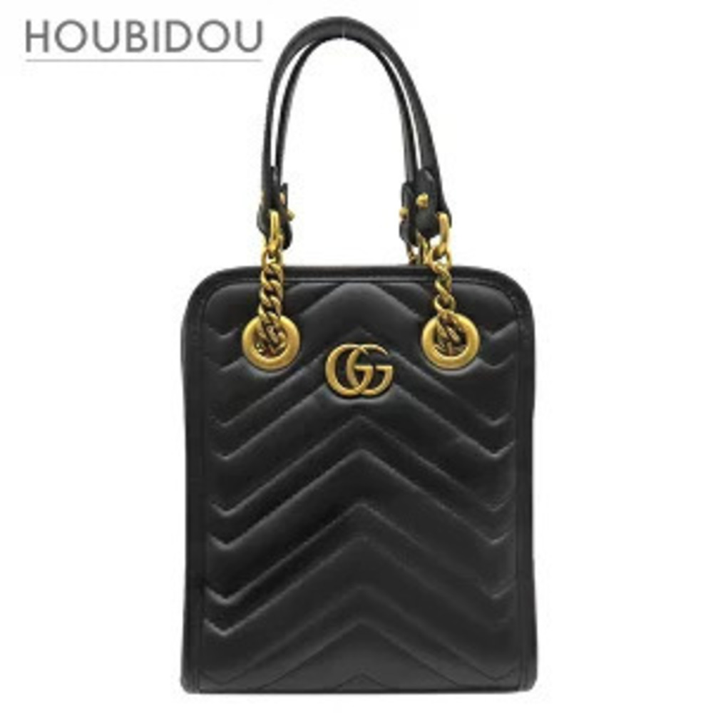 Gucci GG Marmont Bag Quilted Leather Black Shoulder Handbag